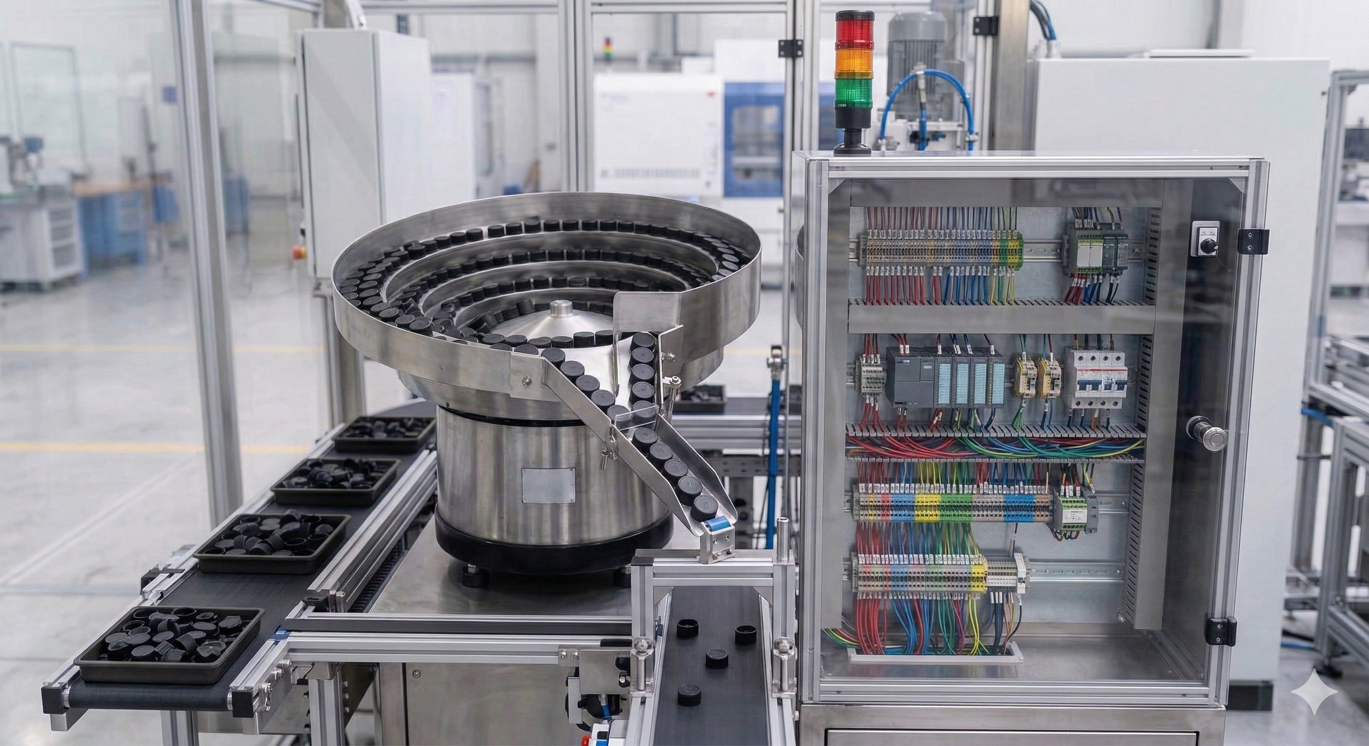 Exemplo ilustrativo de célula de automação com foco em repetibilidade e segurança